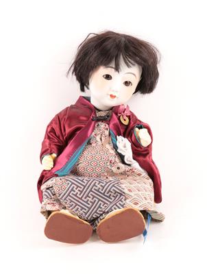 Japanische Puppe mit Porzellankopf, - Spielzeug