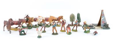 Konvolut Tipple Topple/Elastolin Cowboys und Indianer, - Giocattoli