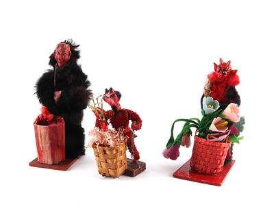 Krampus-Konvolut 3 Stk. Aufstellfiguren, - Hračky