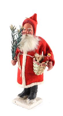 Nikolo/Weihnachtsmann Candy-Container-Figur mit Weihnachtsbäumchen, um 1920, - Hračky