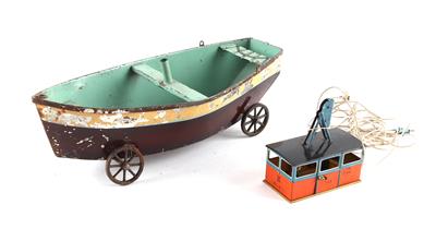 Frühes Blechschiff auf Rädern, um 1900, - Toys