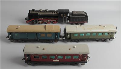 Ditmar Spur 0, Dampflok 22.100 mit Tender für E-Betrieb und 3 Waggons, - Toys