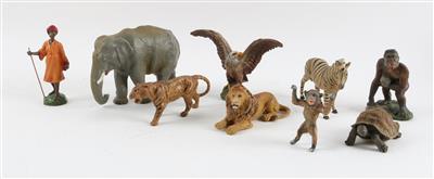 Konvolut Elastolin Zootiere aus Masse, um 1950, - Spielzeug