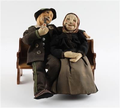 Puppenpärchen, 2 Stk. Portraitfiguren 'Großeltern', - Giocattoli