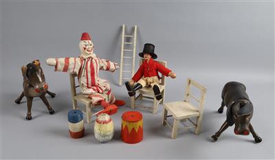 Konvolut Humpty Dumpty Zirkus Figuren von Schoenhut, Made in USA 1920. - Spielzeug