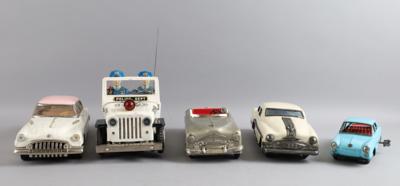 5 Stk. Autos aus Blech: - Spielzeug