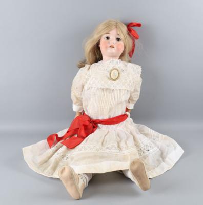 Antike Puppe 90 cm mit Porzellankopf Marke - B & R 1910, Kopfgrösse 15, Blas und Rösner Made in Austria, - Spielzeug