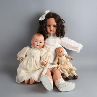 3 Stk. Massepuppen um 1930/40, - Toys