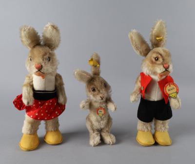 Steiff Niki Hasenfamilie von 1950/55, - Spielzeug