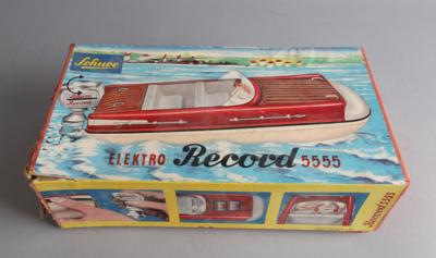 Schuco Rennboot Elektro Record 5555 im Originalkarton 1955/60, - Spielzeug