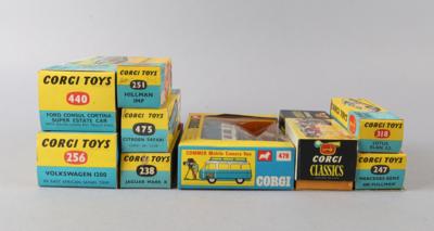 Konvolut Corgi Toys: 9 Stk. Modellautos von 1960-67, - Spielzeug