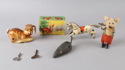 Konvolut Aufzieh-Figuren um 1955, 4 Stück: - Spielzeug