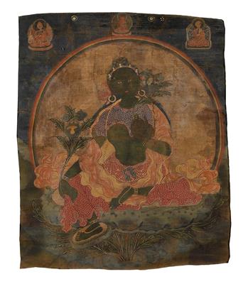 Thangka der Grünen Tara - Asiatische Kunst