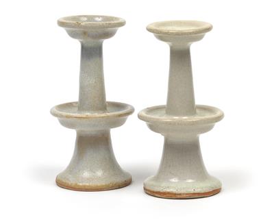 Two pottery taper stands - Asian art