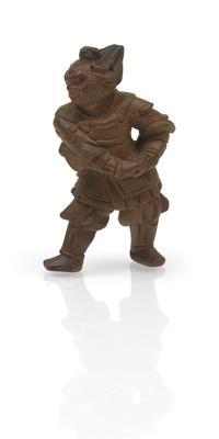A wooden netsuke of a warrior - Arte asiatica