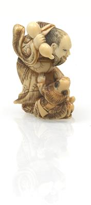 An ivory netsuke of an immortal with karako - Asian art