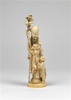 An ivory Okimono of Fukurokuju with karako - Asian art