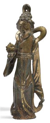 An incense stick holder in the form of a lady - Arte asiatica