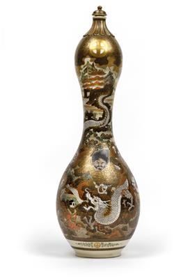 A Satsuma gourd flask with a stopper, - Asian art