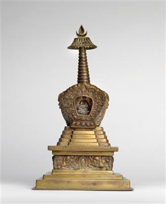 A votive stupa in bronze - Asian art