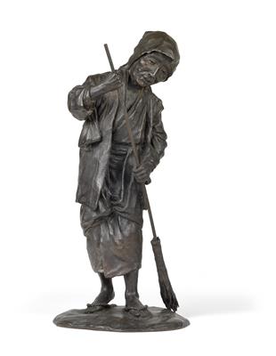 A figure of a peasant with a broom - Asian art