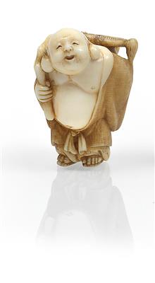 An ivory netsuke of Hotei - Asian art