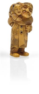 An ivory netsuke of a man with karako - Asian art