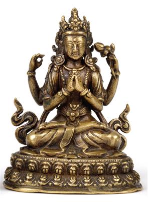 A bronze figure of Shadakshari-Lokeshvara. Tibet/Nepal, 18th/19th century - Asian art