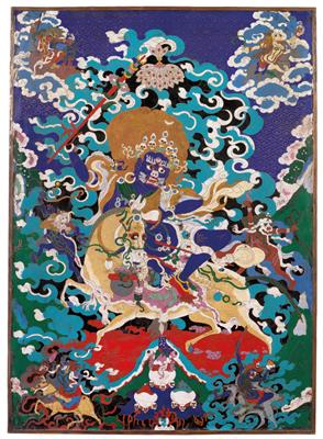 A panel in cloisonné enamel, China/Tibet, late 19th/early 20th cent. - Arte asiatica