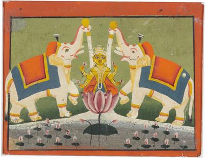 A miniature painting depicting Lakshmi. India, Bikaner, 18th cent. - Asian art