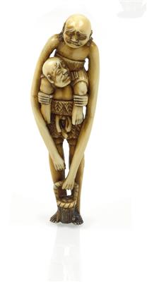 A netsuke depicting Ashinaga and Tenaga. Japan, 19th cent. - Asian art