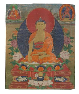 A thangka depicting Buddha Shakyamuni, Tibet, late 18th/early 19th cent. - Asian art