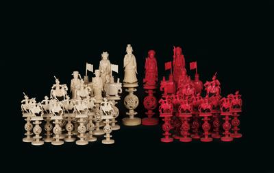31 Puzzle Ball Schachfiguren, Canton, China, Ende 19. Jh. - Antiquariato