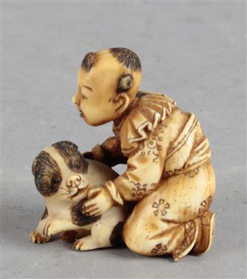 Netsuke karako mit Hund, - Antiques