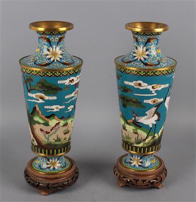 Paar Cloisonné Vasen, - Antiquariato