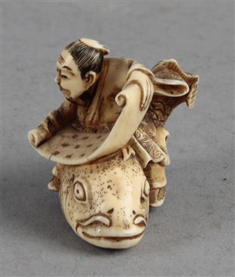 Netsuke des Kinko Sennin, Japan, 19. Jh., signiert Tomomasa, - Antiquariato