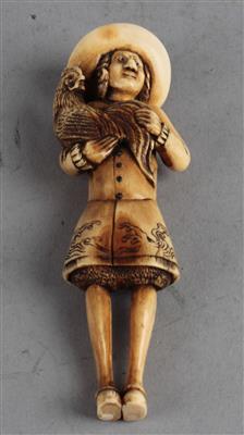 Netsuke eines Holländers mit Hahn, - Starožitnosti