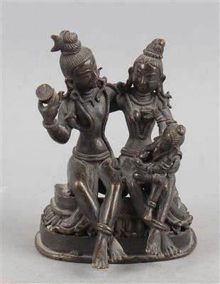 Shiva, Parvati und Ganesha, - Antiquariato