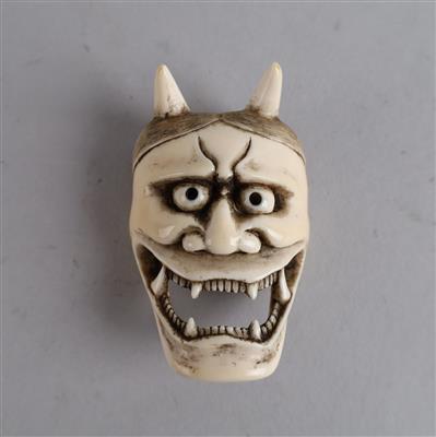 Netsuke Hannyah Maske, - Asiatische Kunst