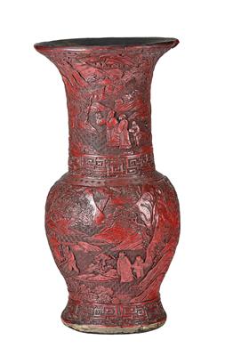 Yenyen Rotlack Vase, China, Sechzeichen Hongwu Marke, 18. Jh., - Asiatische Kunst
