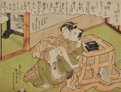 Isoda Koryusai (1735-1790) Liebende aus der Serie: Sumo taizen - Asiatische Kunst