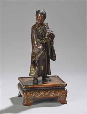 A Young Samurai with Scroll, Japan, Meiji Period, Attributed to Miyao Workshop, - Asijské umění