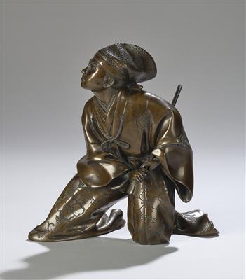 Kniender Krieger sein Schwert ziehend, signiert Yoshimitsu, Japan, Meiji Zeit, - Asiatische Kunst