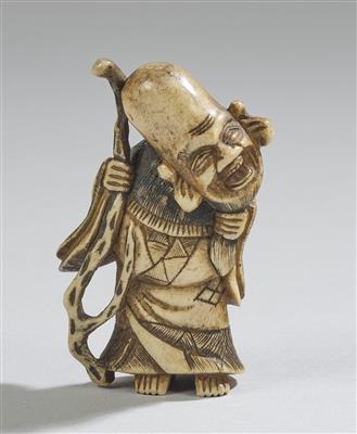 A Netsuke of Fukurukuju, Japan, 19th Century, - Asijské umění