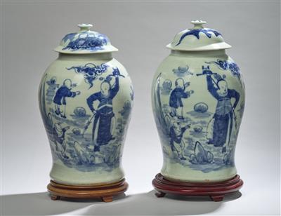 A Pair of Lidded Vases, China, 19th Century, - Asijské umění