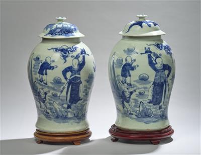 Paar Deckelvasen, China, 19. Jh., - Asiatische Kunst