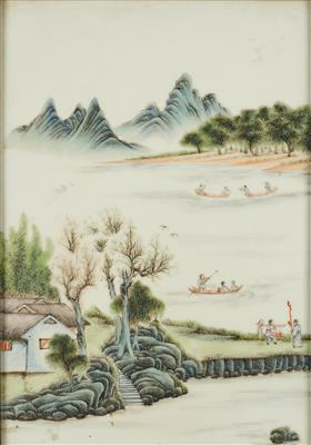 Porzellanbild, China, späte Qing Dynastie, - Asiatische Kunst