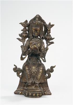 Bronzefigur des Buddha Maitraya, Tibet, 19. Jh., - Asian Art