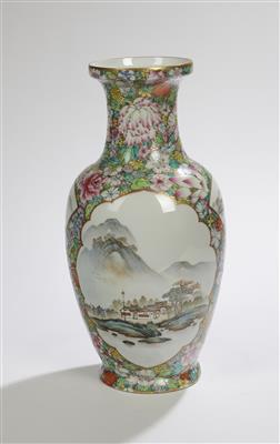 Famille rose Vase, Marke Jing de Zheng zhi, 20. Jh., - Asijské umění