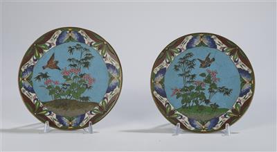Paar kleine Cloisonné Teller, Japan, Meiji/Taisho Zeit, - Asian Art